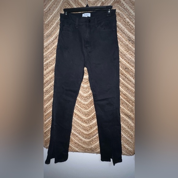 pistola Pants - Pistola Women's Teagan High Waist Slit
Cuff Slim Leg Black Jeans,Size 28